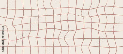 Vector illustration. Abstract minimalistic pattern. Plaid ornament. Brown stripes on a milky background.