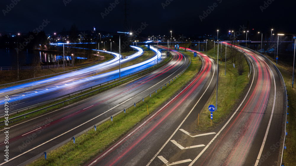 Vaajakoski motorway at night in Jyväskylä. Vaajakoski motorway at night in Jyväskylä.