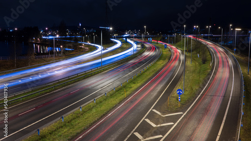 Vaajakoski motorway at night in Jyväskylä.