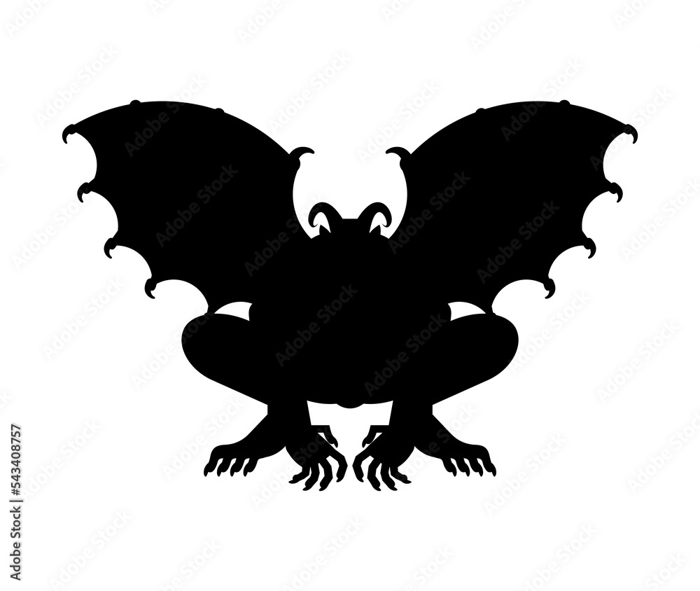 Gargoyle silhouette isolated. Stone demonic character, monster