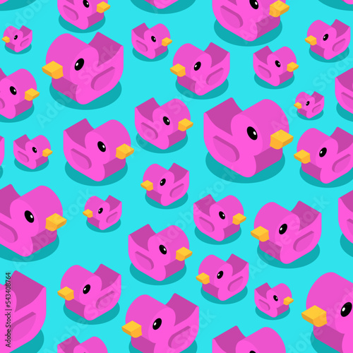 Rubber duck isometric pattern seamless. background of kids fabric