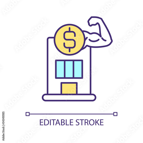 Financial strength RGB color icon. Economic power. Business reliability. Competitive advantage. Isolated vector illustration. Simple filled line drawing. Editable stroke. Arial font used