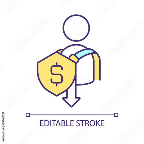Financial coverage RGB color icon. Insurance protection. Policyholders benefit. Finance assistance. Isolated vector illustration. Simple filled line drawing. Editable stroke. Arial font used
