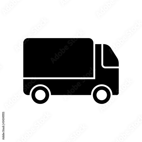 Cargo Fast Delivery Service Black Silhouette Icon. Freight Van Transport Courier Simple Symbol. Deliver Lorry Distribution Sign. Shipping Truck Parcel Glyph Pictogram. Isolated Vector Illustration