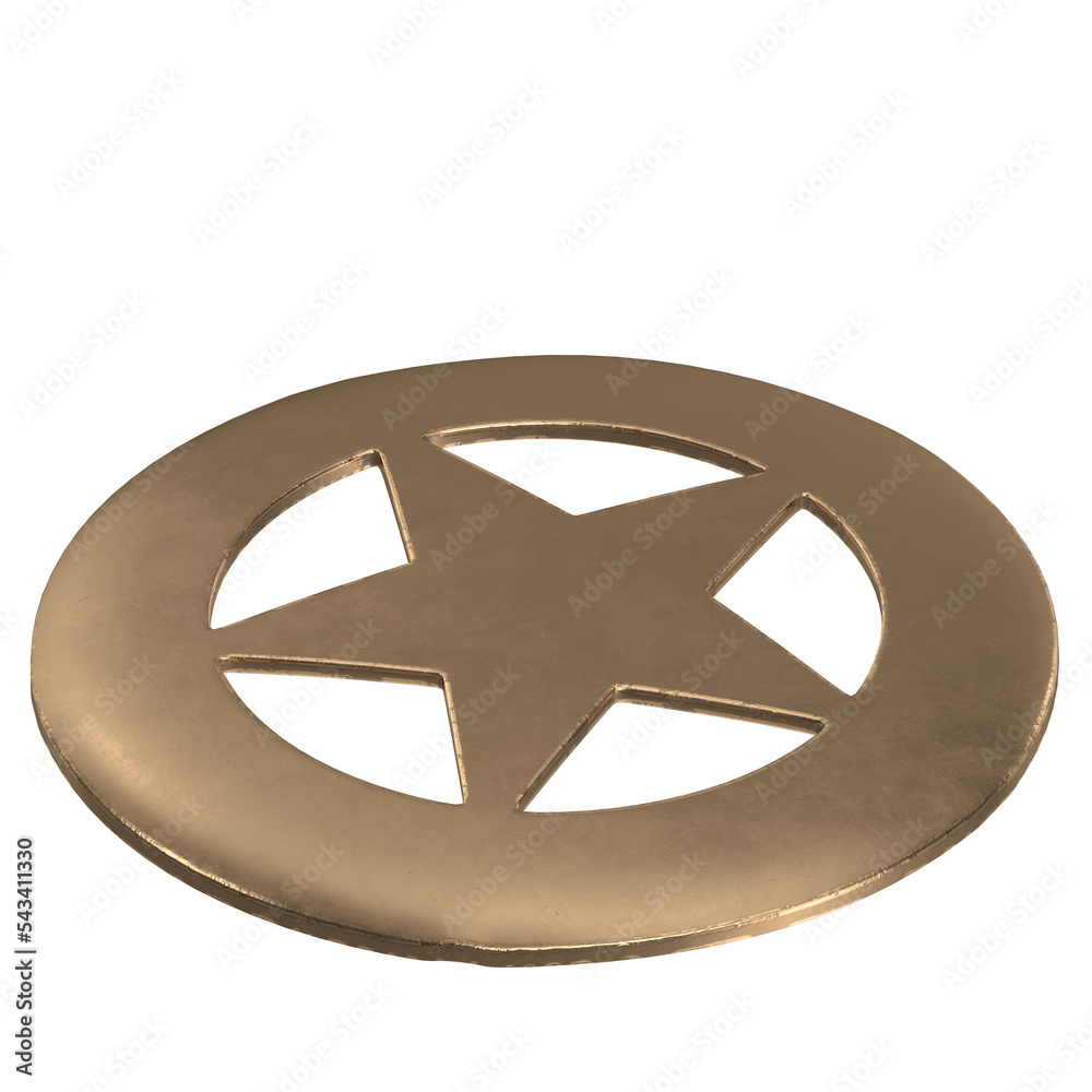 3d rendering illustration of a sheriff round badge