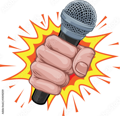 Microphone Fist Hand Explos...