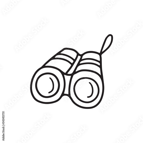 vector single binoculars in doodle style isolated on white background for your design