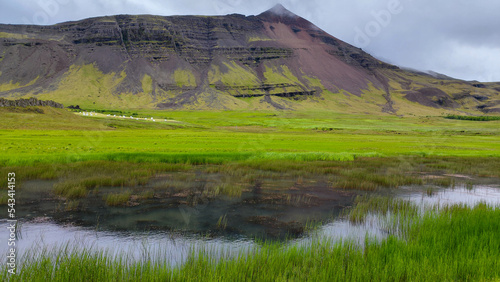 Rural landscape with a lake in Iceland