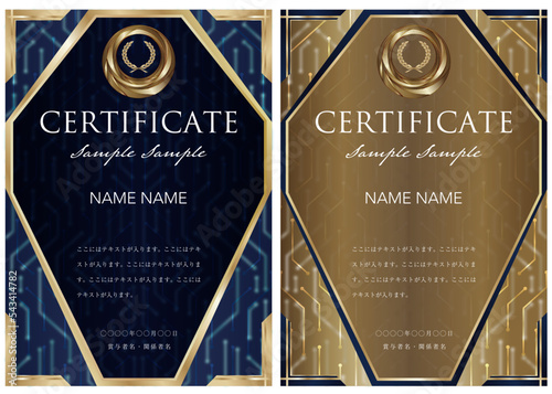 賞状３０　certificate　認定証　ディプロマ　表彰状　フレームデザイン