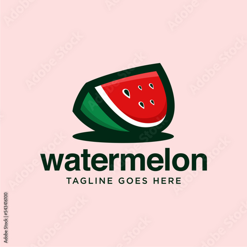 cartoon cute watermelon mascot logo