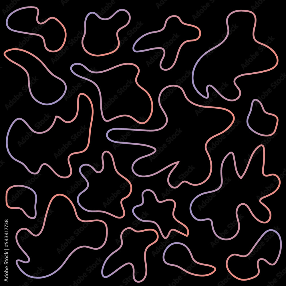Vector pattern with gradient outlines on a black background Vector pattern with gradient outlines on a black background