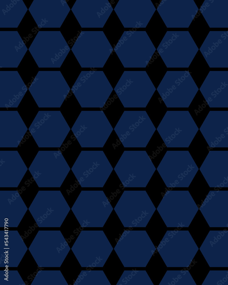 Fototapeta premium Pattern of blue hexagons on a dark blue background