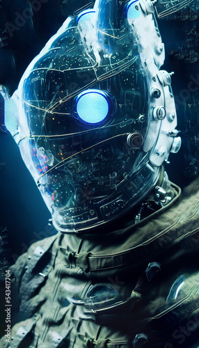 Mysterious Man in Mask Ninja Digital Art, Concept Art, 3D Render photo