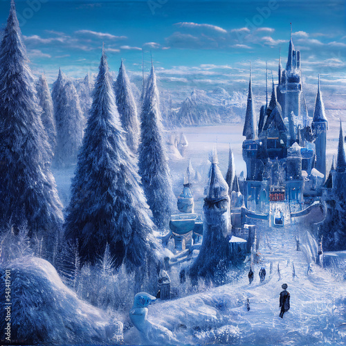 Cold winter medieval Kingdom in the north   Majestic and highly ornamented fantasy