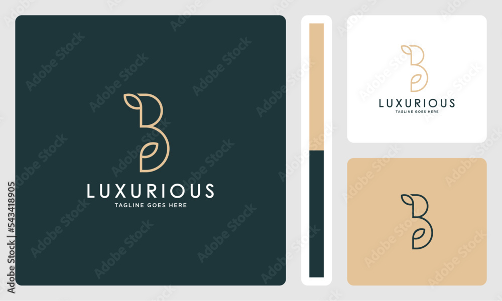 initial B leaf outline template logo initial B leaf outline template logo