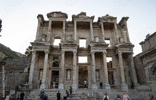 Facade of the ancient library of Ephesus in Turkey photo