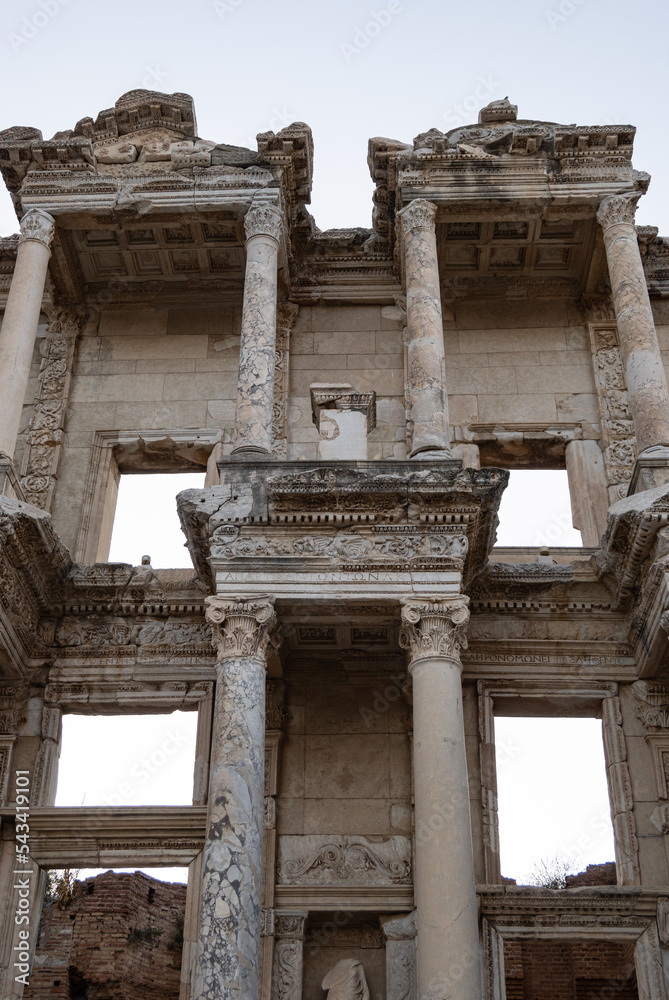 Facade of the ancient library of Ephesus in Turkey