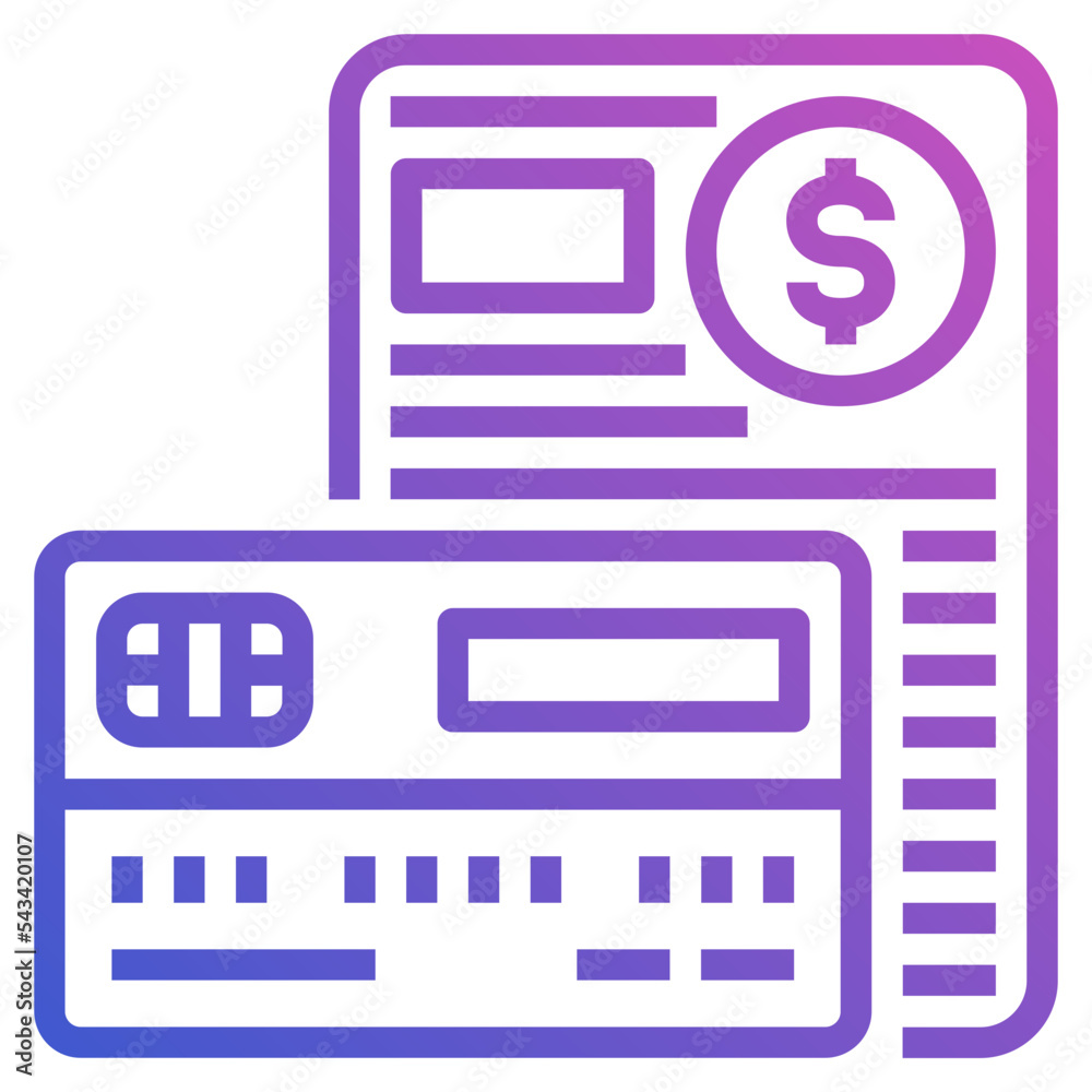 Credit Card Receipt line gradient icon. Can used for digital product, presentation, UI and many more. Credit Card Receipt line gradient icon. Can used for digital product, presentation, UI and many more.
