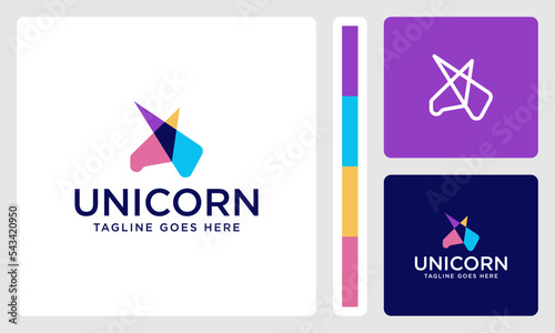 colorful unique unicorn head logo