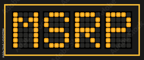Orange color led banner in word MSRP (Abbreviation of manufacturer's suggested retail price) on black background