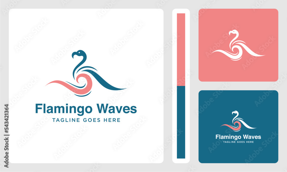 Obraz premium flamingo bird logo with waves