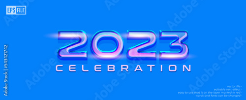 3d neon style editable number 2023 celebration