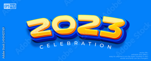 3d style editable number 2023 celebration with blue background
