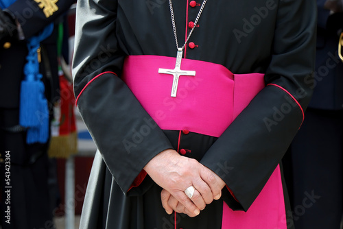 Front portrait of a Catholic Bishop's cassock. Religion, catholic church photo