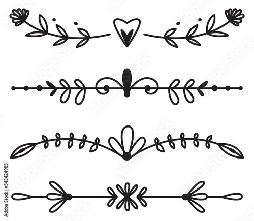 Doodle page dividers. Cute decorative borders set