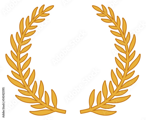 Golden branches insignia. Round honor retro badge