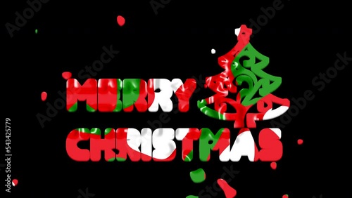 Merry Christmas - 4K Transforming Title over black background for luma keying