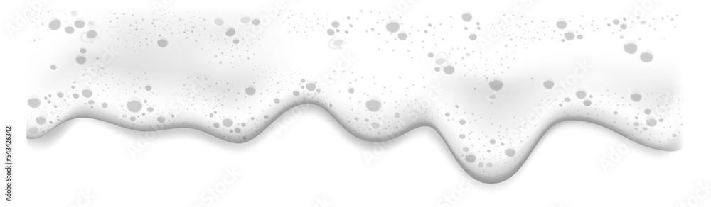 White foam dripping. Realistic air bubbles border - obrazy, fototapety, plakaty 