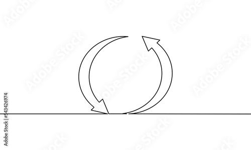 Continuous line drawing of cycle arrow, business growth, object one line, single line art, vector illustration
