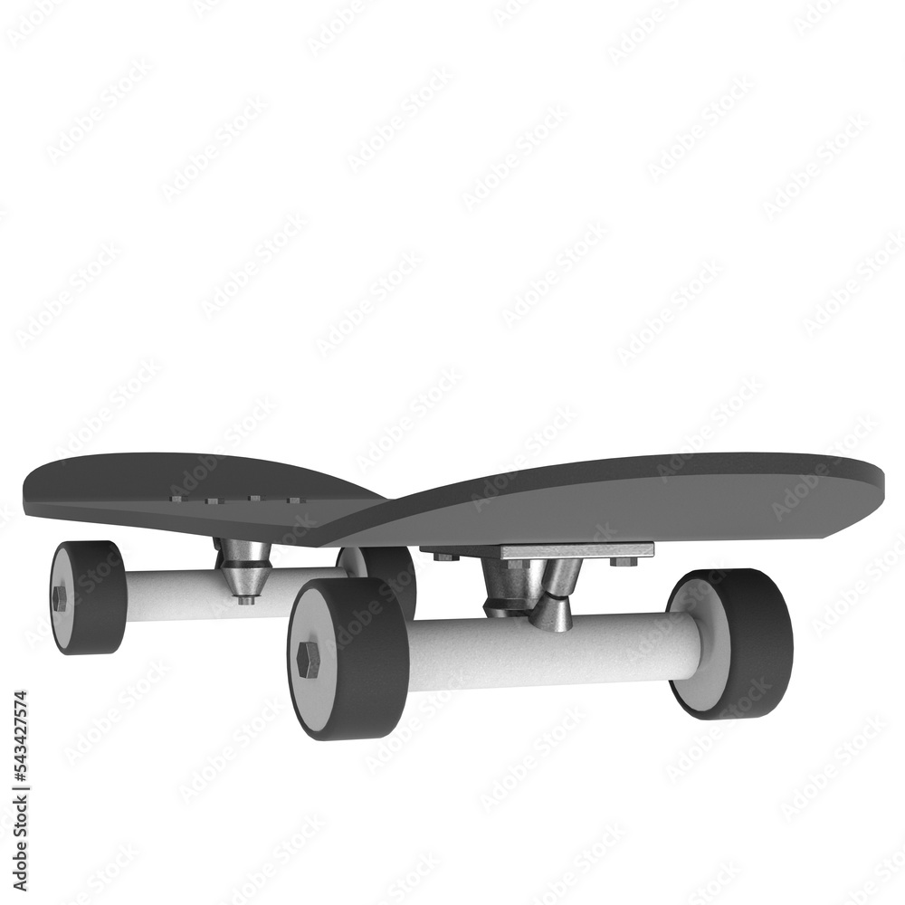 3d rendering illustration of a skateboard