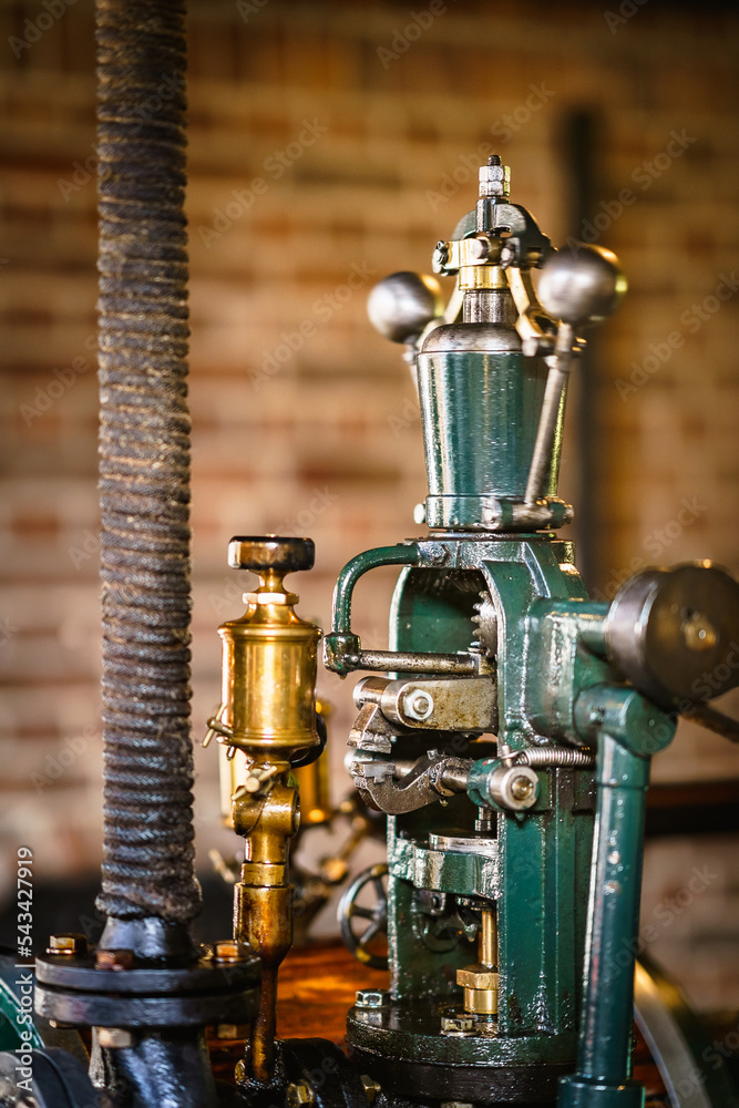 Retro details of industrial use of old steam engine with fossil fuels Retro details of industrial use of old steam engine with fossil fuels