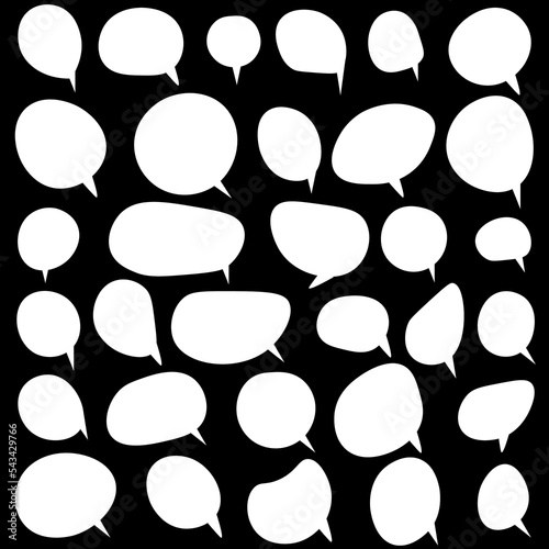 Speech bubbles, circle shapes, clouds vector