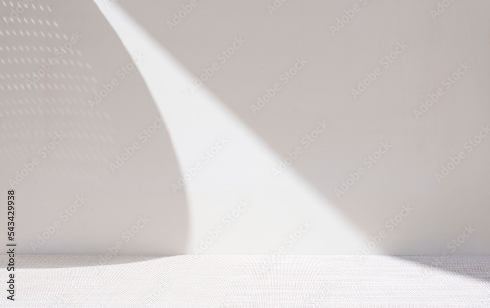 Light ackground image in gray tones with minimalist design of lights and shadows for product presentation or other creative purposes. - obrazy, fototapety, plakaty 