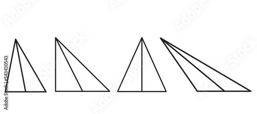 visual aid, poster, didactic material on geometry, median drawn to the base in rectangular, acute-angled, isosceles, obtuse triangles