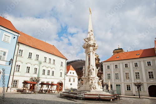 Statue of the Holy Trinity. Main Square in Mikulov in Czech Republic.