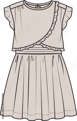 TEEN AND GIRLS WEAR WOVEN DRESS VECTOR ILLUSTRATION photo