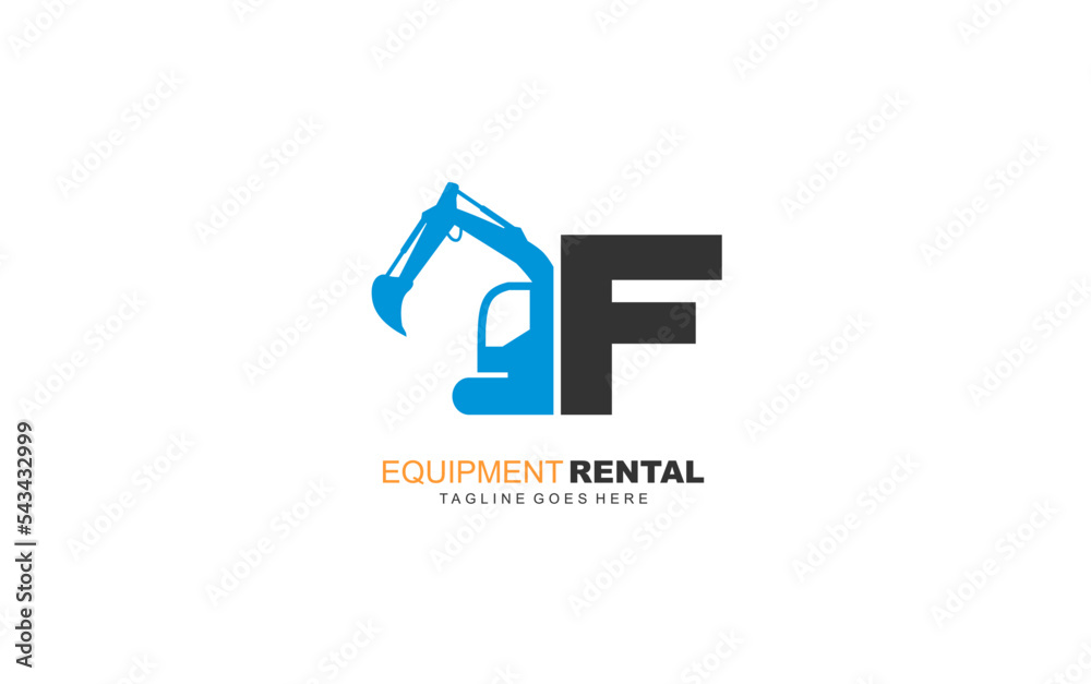 F logo excavator for construction company. Heavy equipment template vector illustration for your brand. F logo excavator for construction company. Heavy equipment template vector illustration for your brand.