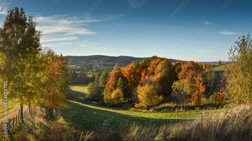 Polish golden autumn at Gorzanowice, Lower Silesia, Poland