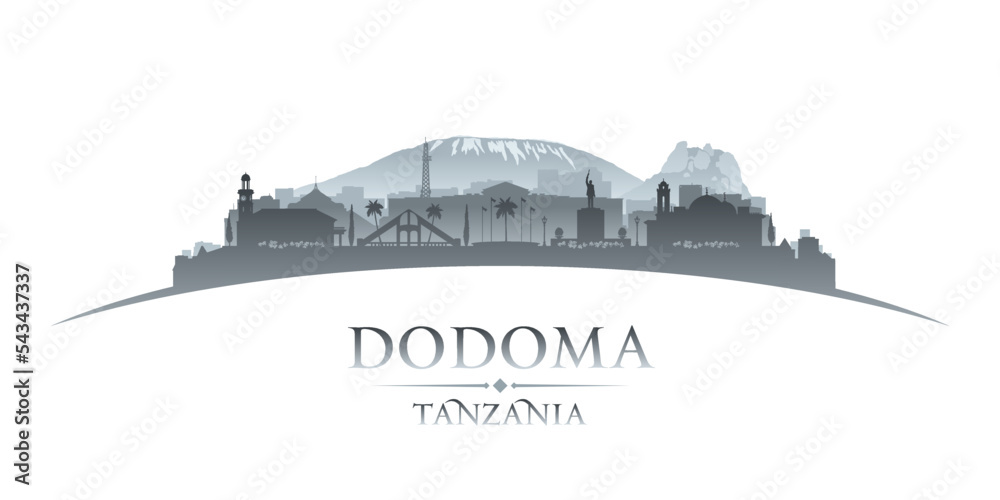 Dodoma Tanzania city silhouette white background