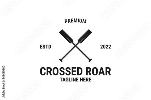 Flat crossed rowing oar logo design vector illustration