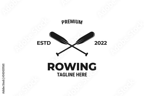 Flat crossed rowing oar logo design vector illustration