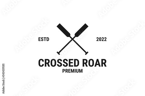 Flat crossed rowing oar logo design vector illustration