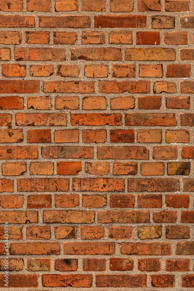 Brick wall in red color
