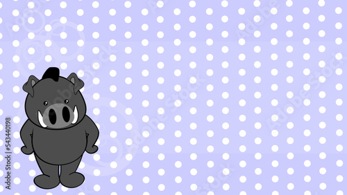 standing chibi boar kid cartoon background. illustration in vector format