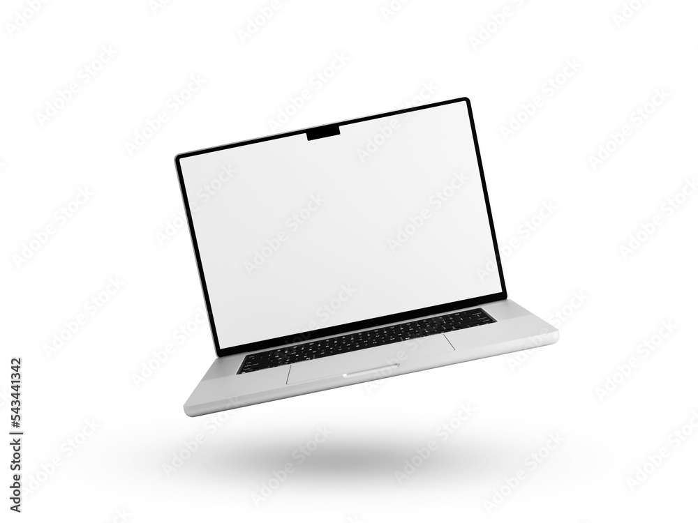 Macbook Pro Laptop on white background in minimal style for mockup and  responsive website. 3D rendered illustration Stock-Illustration | Adobe  Stock