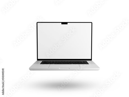 Macbook Pro Laptop on white background in minimal style for mockup and responsive website. 3D rendered illustration 